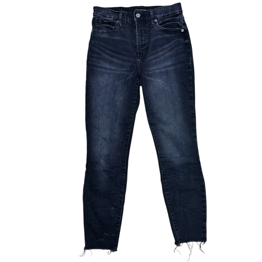 Lucky Brand Black High Rise Skinny Bridgette Distressed Hem Jeans Size 4/27